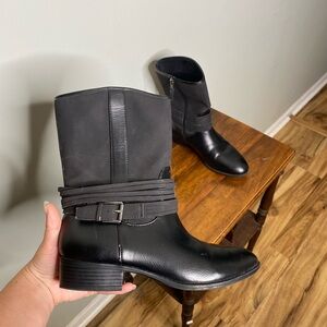 Black Ankle Boots with Buckle Detail